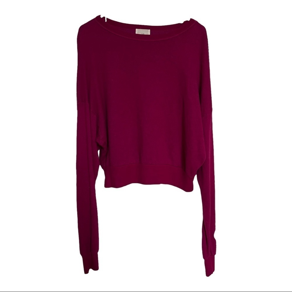 T.la Women Sweater Top Knitted Crew Neck Long Sleeves Boat Neck Size‎ XS Magenta